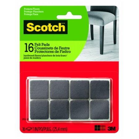 3M 3M 236670 1 in. Square Felt Pads  Brown - 16 Count Pack of 6 236670